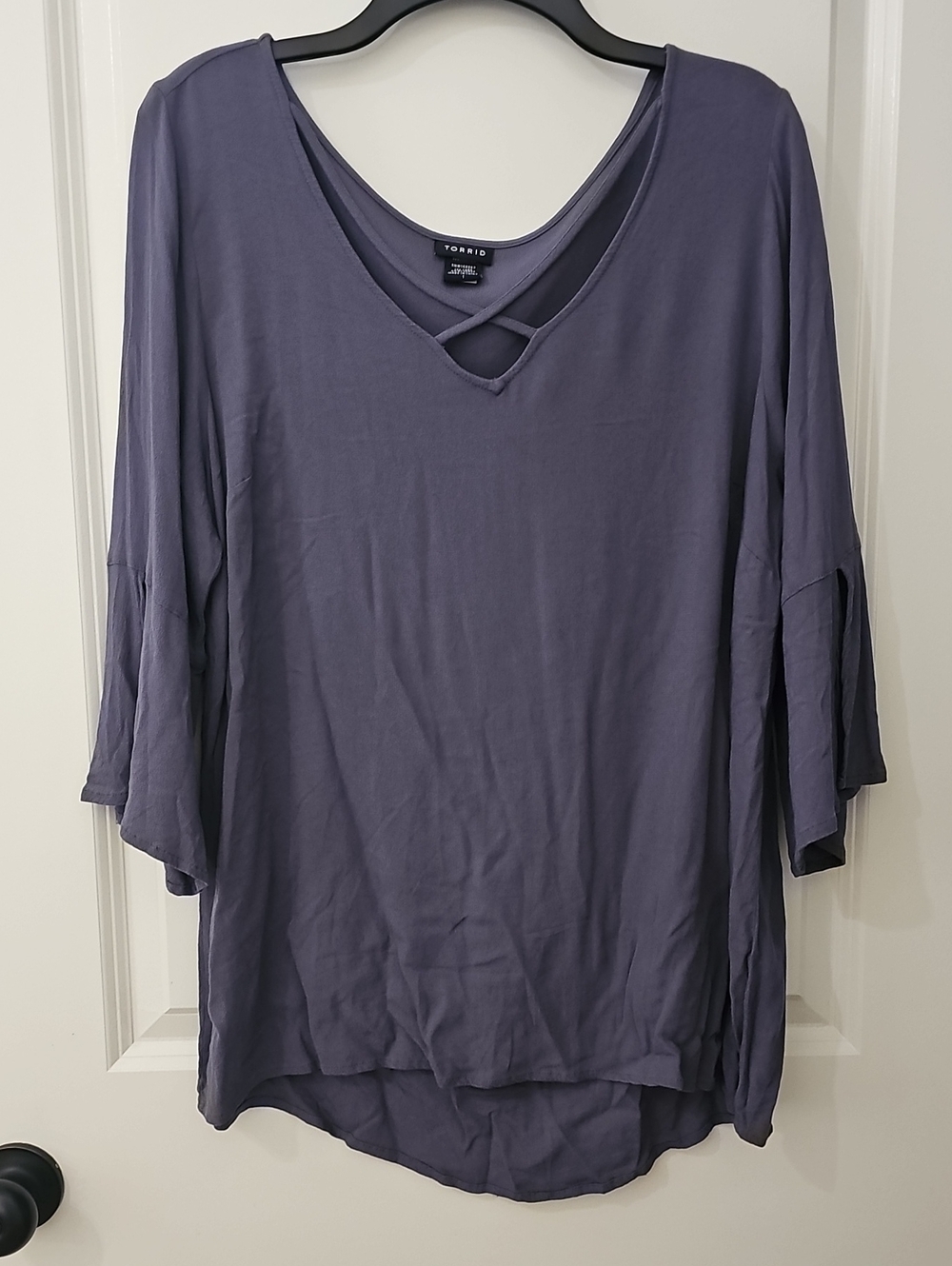 Torrid Gray Crisscross V-Neck Tunic Top